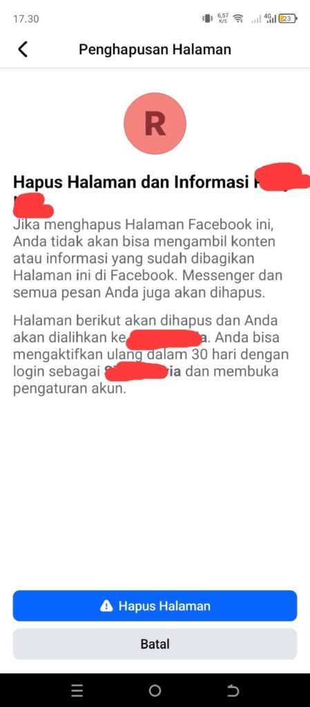 Klik Hapus Halaman